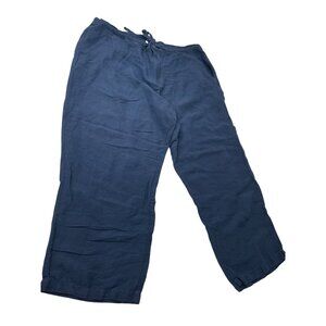Cubavera Womens Blue Linen Blend Drawstring Wide Leg Pants Size 2XB SKU 8439